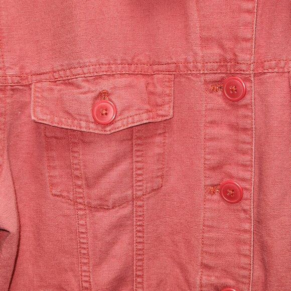 Eddie Bauer Authentic Outdoor Outfitter Pink Button-up Jacket Women L Linen - Picture 10 of 10